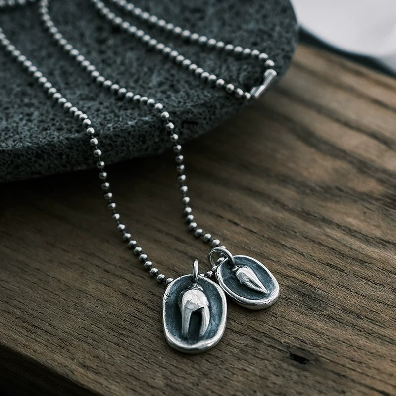 Unique Independent Handmade 999 Pure Silver Coin Charm Pendant Necklace Friends Themed Sterling Silver Jewelry For Retail Silver Jewelry Store