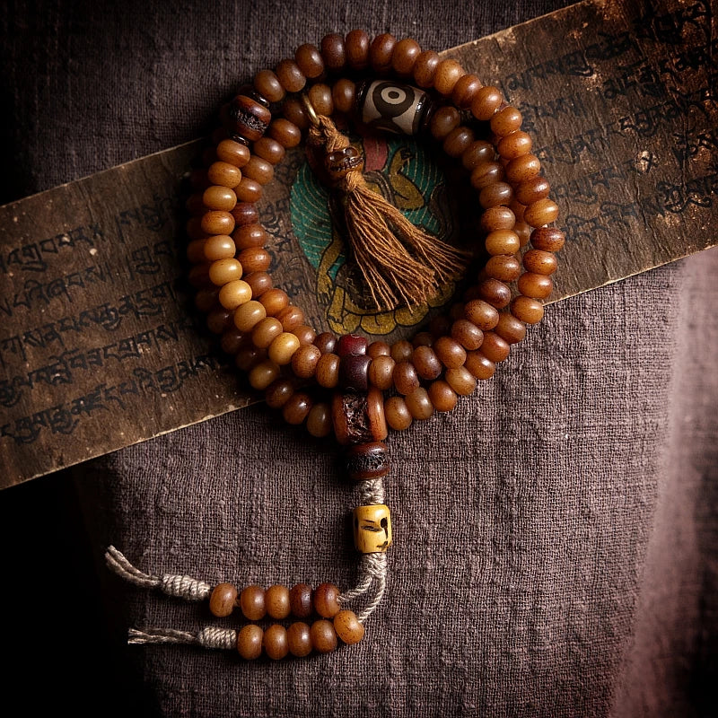 Original ecology 108 Pcs Natural Yak Bone Beads Bracelet for Men and Necklace for Women Couple Tibetan Style Handmade Mala Prayer Beads Jewelry