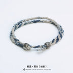 Handmade Original Pure Silver Buckle Double Wrap Indigo Dyed Cotton Linen Adjustable Bracelet Unisex One Size Fits All Natural Plant Indigo Woven Double Layer Wrist Bangle