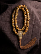 Hand Carved Replica Citipati Master Natural Aged Yak Bone Mala Beads Multi Wrap Bracelet Skull Citipati Master Yak Bone Carved Tibetan Prayer Beads Bracelet