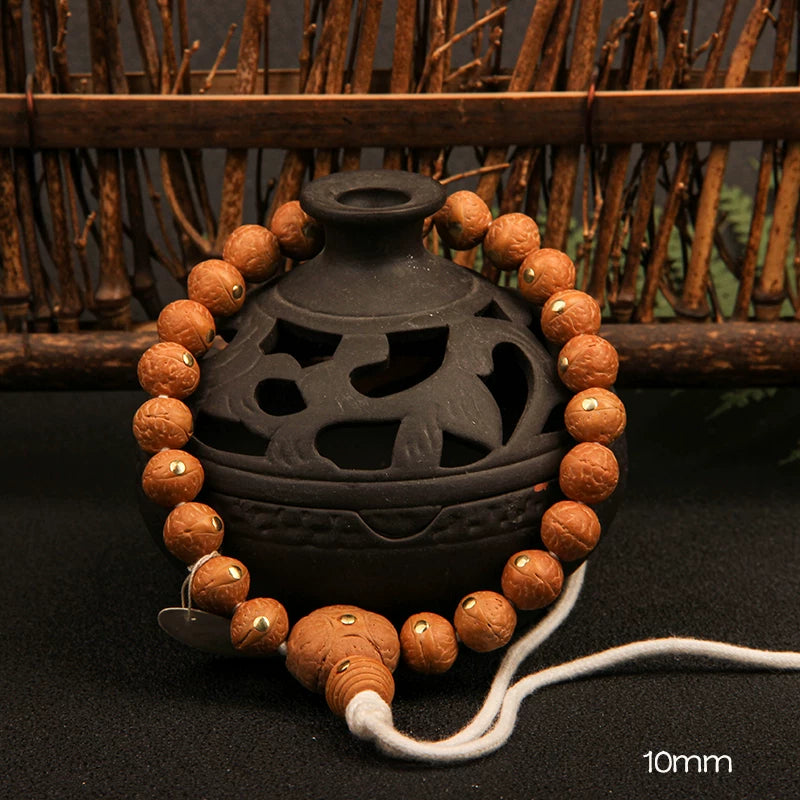 Natural round Nepalese phoenix eye Bodhi bracelet, Buddha beads, small single circle, handheld men's and women's rosary beads, beeswax accessories, Wenwan