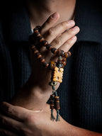 Inherited Collection Hand Carved Natural Old Material Tibetan Yak Bone Mala Bracelet Double Layered Rare Niche Yak Bone Prayer Beads Wrist Bracelet for Men