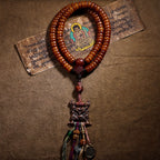 Tibetansk stil, naturligt gammelt materiale, yakokseben, 108 perler bedemala til mænd og kvinder, yakoksebenarmbånd/-halskæde med skriftspænde, håndlavede tibetanske smykker