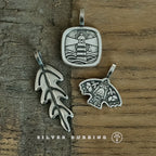 Original Handmade 999 Pure Silver Oak Leaf Pendant Vintage Artistic Silver Necklace Independent Original Design Retro Literary Jewelry for Women