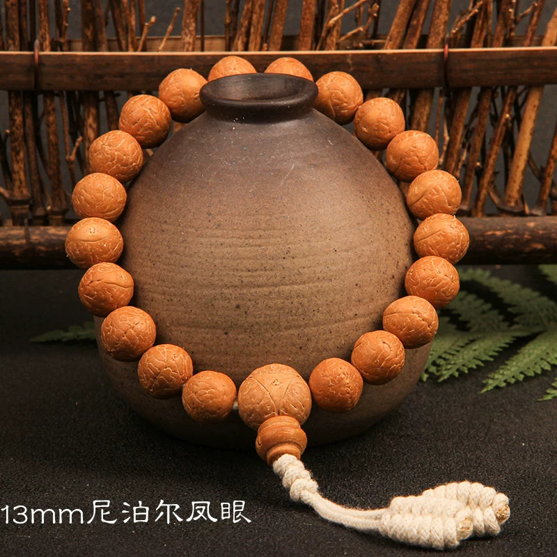 Natural round Nepalese phoenix eye Bodhi bracelet, Buddha beads, small single circle, handheld men's and women's rosary beads, beeswax accessories, Wenwan