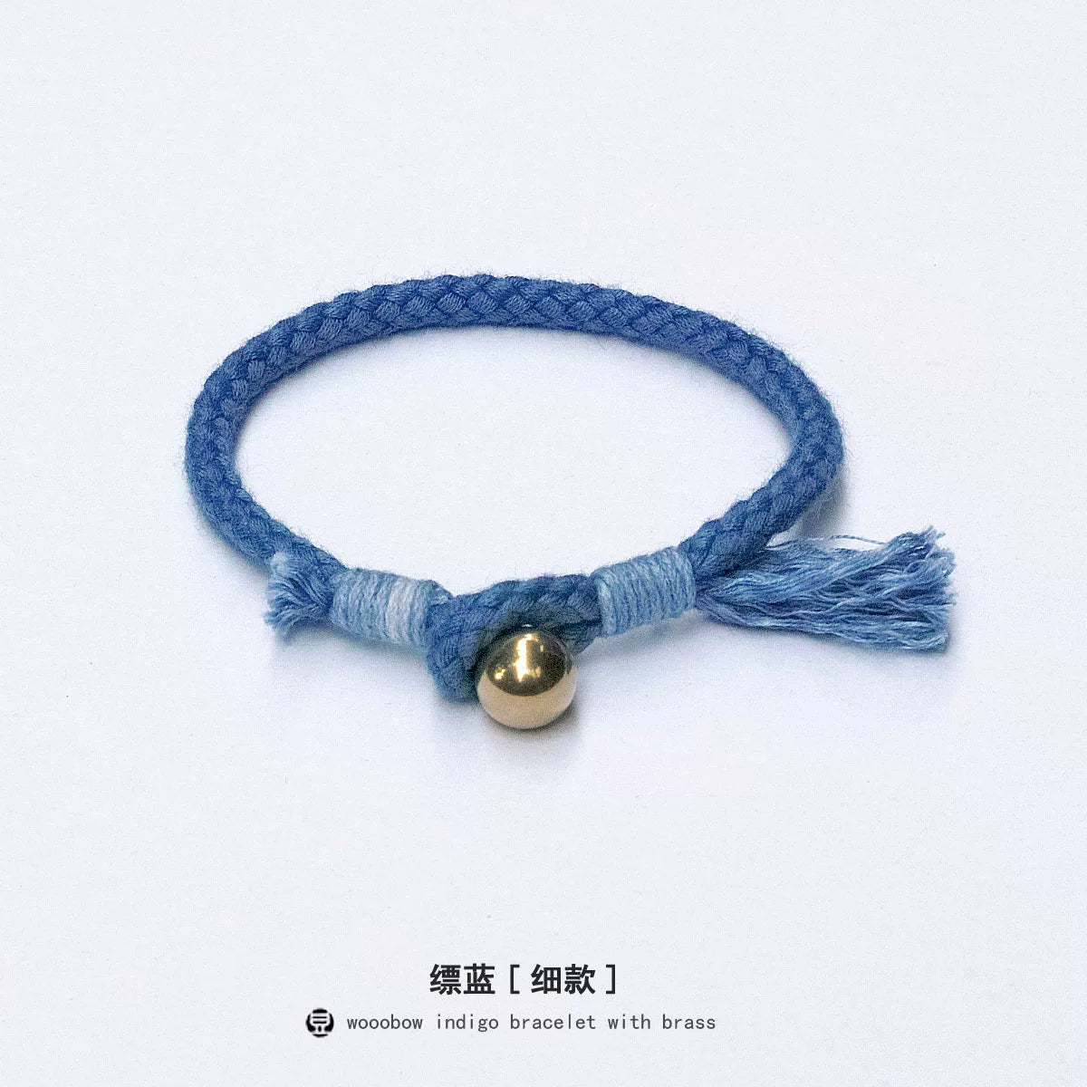 Handmade Indigo Dyed Beaded Buckle Cotton Linen Cord Bracelet with Pure Silver Accent Natural Plant Dye Unisex Couple Bangle Trendy Jewelry Perfect Holiday Birthday Gift for Men and Women