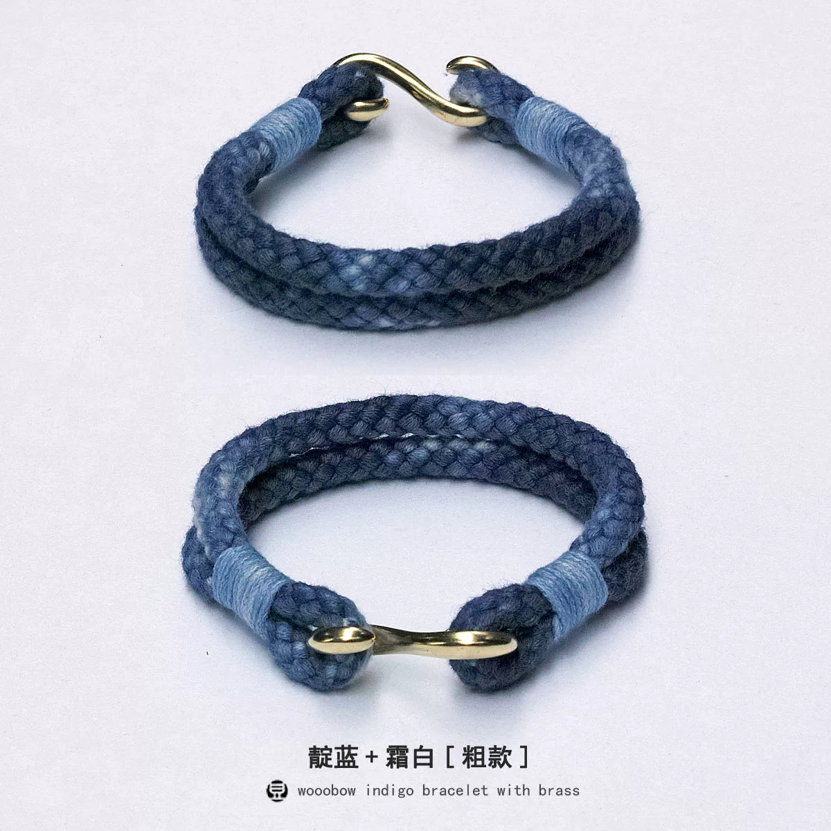 Handmade Indigo Dyed Cotton Linen Woven S Hook Bracelet Vintage Pure Silver Unisex Couple Bangle Fashion Brand Jewelry Perfect Holiday Birthday Gift for Men and Women