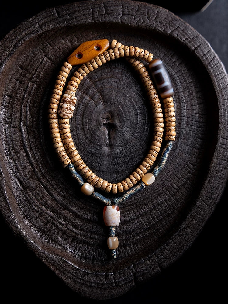 108 Beads Natural Star-Moon Bodhi Seed Mala Prayer Beads Bracelet Multi Loop Tibetan Style Woven Rope Hand String Xingyue Bodhi Meditation Jewelry For Men Women