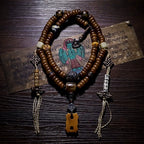 Original 108 Beads Tibetan Old Yak Bone Mala Prayer Beads Bracelet Handmade Tibetan Yak Bone Dzi Agate Beaded Wrist Mala for Meditation Yoga Prayer Jewelry