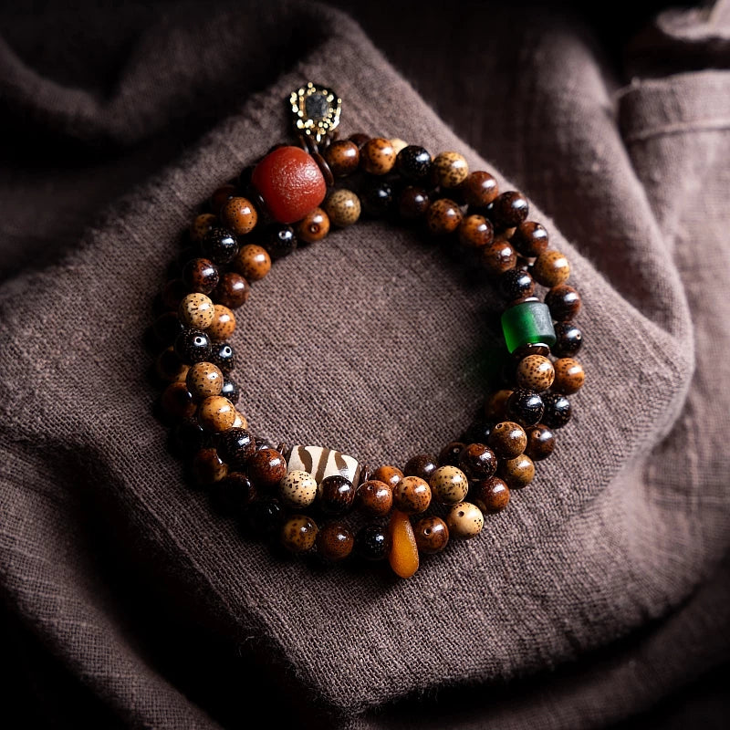 Kajegado. Original Design Star Moon Bodhi Son Buddha Bead Bracelet Men's and Women's Accessories Chen Zi Dzi Multi-circle Bracelet