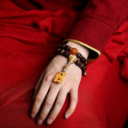 Natural Tibet Yak Bone Prayer Beads Bracelet Old Material Gaga Spirit Bone Agate Bracelet with Honey Wax Double Circle Couple Bracelet for Men and Women