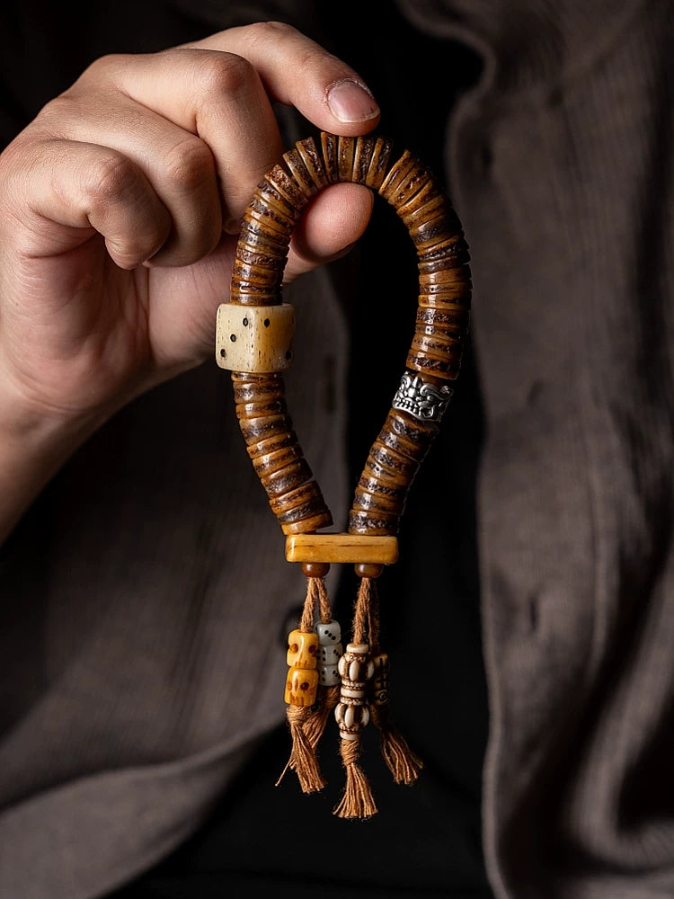 Original Handmade Traditional Tibetan Style Old Material Yak Bone Prayer Beads Bracelet Handheld Replicated Spiritual Bone For Playing And Collection