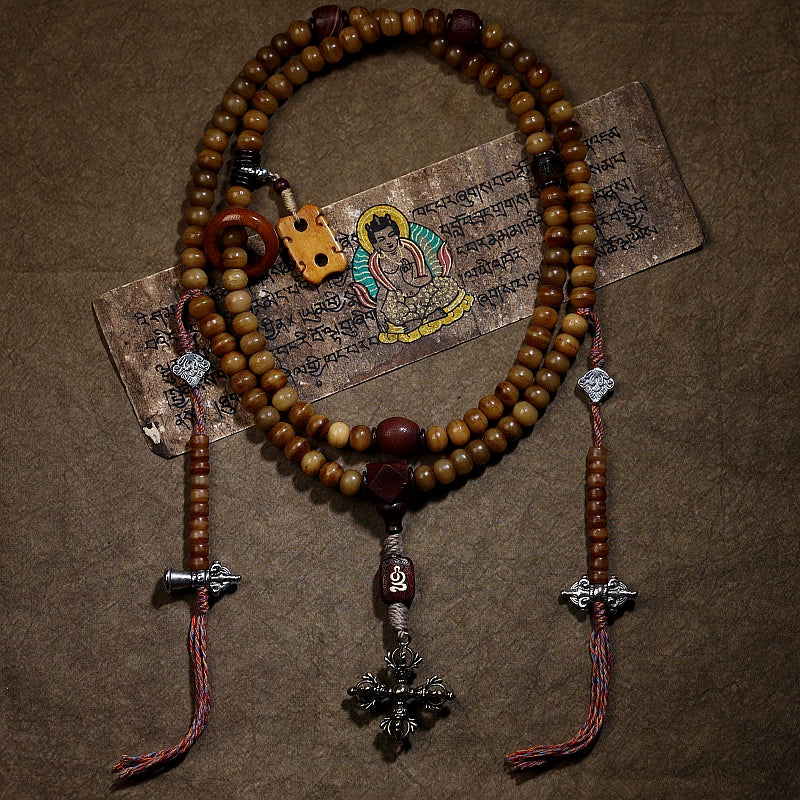 Original Design Tibetan Natural Old Material Yak Bone 108 Beads Mala Prayer Beads Bracelet For Men Traditional Tibetan Style Hand String For Women Meditation Yoga Jewelry