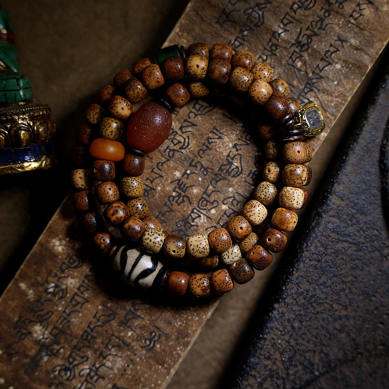 Kajegado. Original Design Star Moon Bodhi Son Buddha Bead Bracelet Men's and Women's Accessories Chen Zi Dzi Multi-circle Bracelet