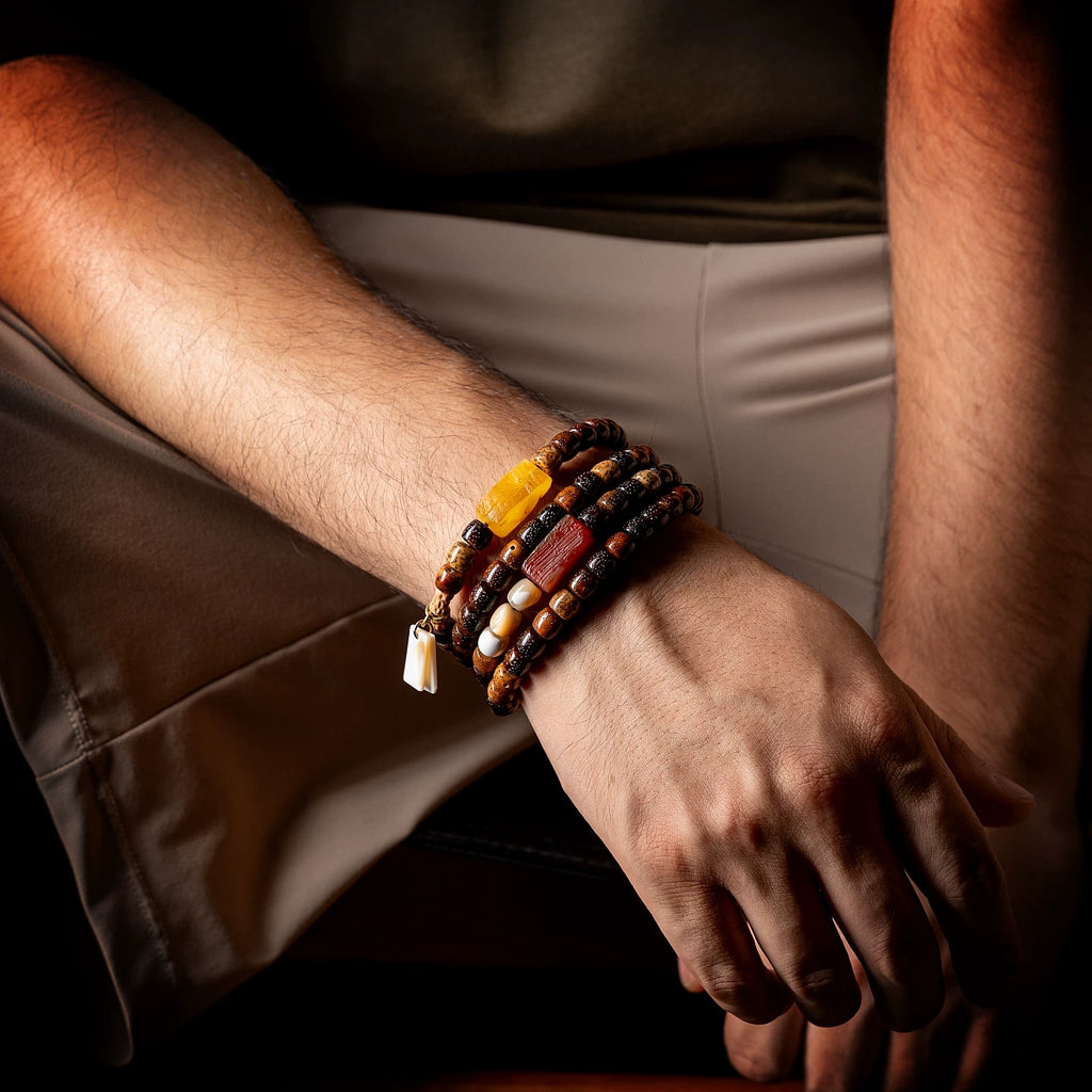 Original Design Vintage Star Moon Bodhi Seed Aged Chen Zi Buddha Beads Multi loop Couple Wrist Bracelet Hand String for Men and Women