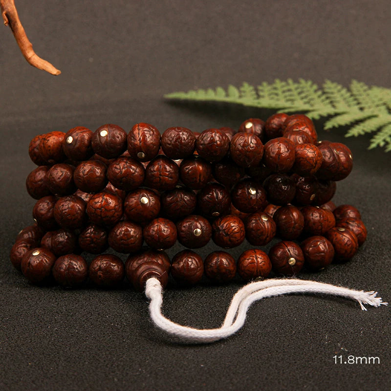 Natural round Nepalese phoenix eye Bodhi bracelet, Buddha beads, small single circle, handheld men's and women's rosary beads, beeswax accessories, Wenwan