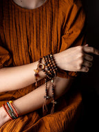108 Beads Vintage Aged Star-Moon Bodhi Mala Beads Bracelet Designer Moon Star Bodhi Prayer Beads Hand String Unisex Meditation Japa Mala For Men Women