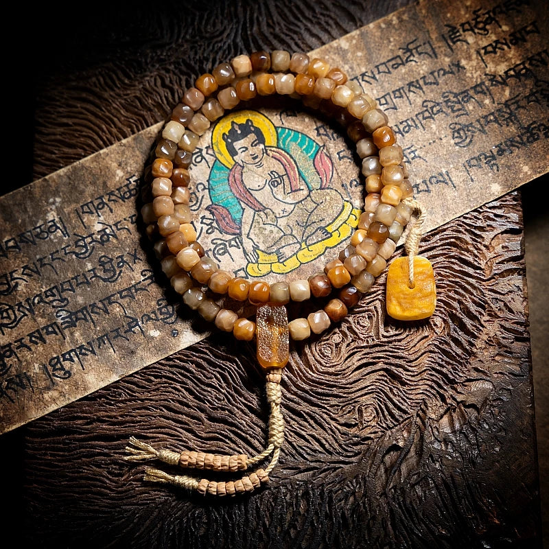 108 Beads Jadeified Dragon Spine Bodhi Mala Beads Multi Treasure Hand String Buddhist Prayer Rosary For Meditation Yoga Spiritual Practice Handmade Ethnic Style Jewelry