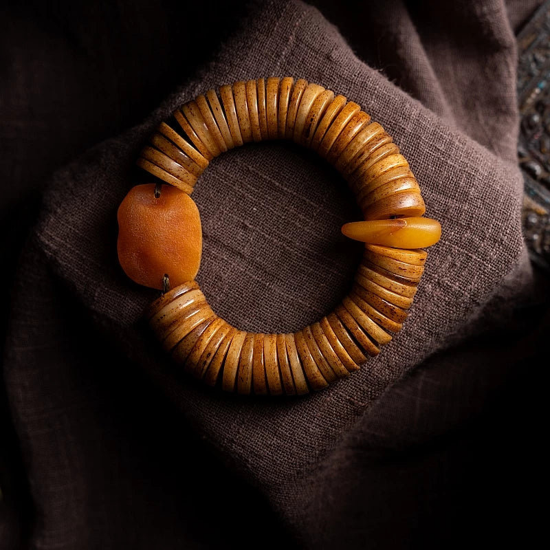 Natural Old Yak Bone Tibetan Spiritual Mala Beads Bracelet One Picture One Item Tibetan Bone Polished Gaha Single Strand Bracelet