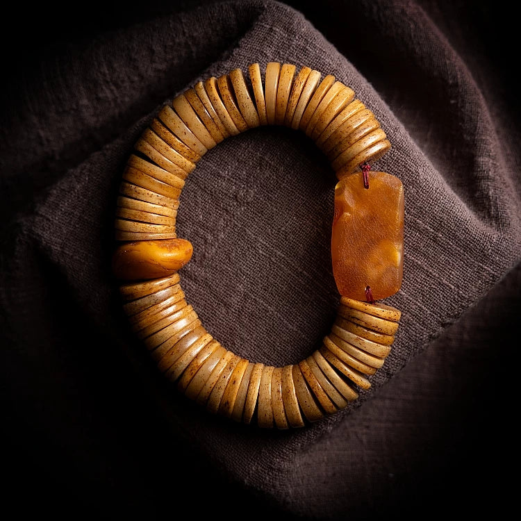 Natural Old Yak Bone Tibetan Spiritual Mala Beads Bracelet One Picture One Item Tibetan Bone Polished Gaha Single Strand Bracelet