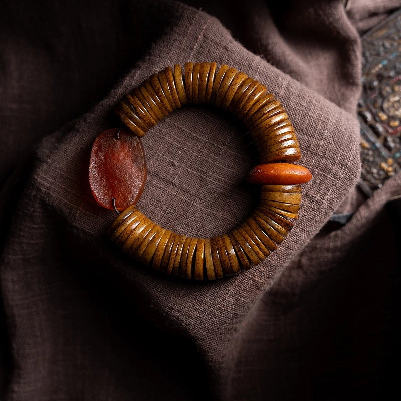 Natural Old Yak Bone Tibetan Spiritual Mala Beads Bracelet One Picture One Item Tibetan Bone Polished Gaha Single Strand Bracelet
