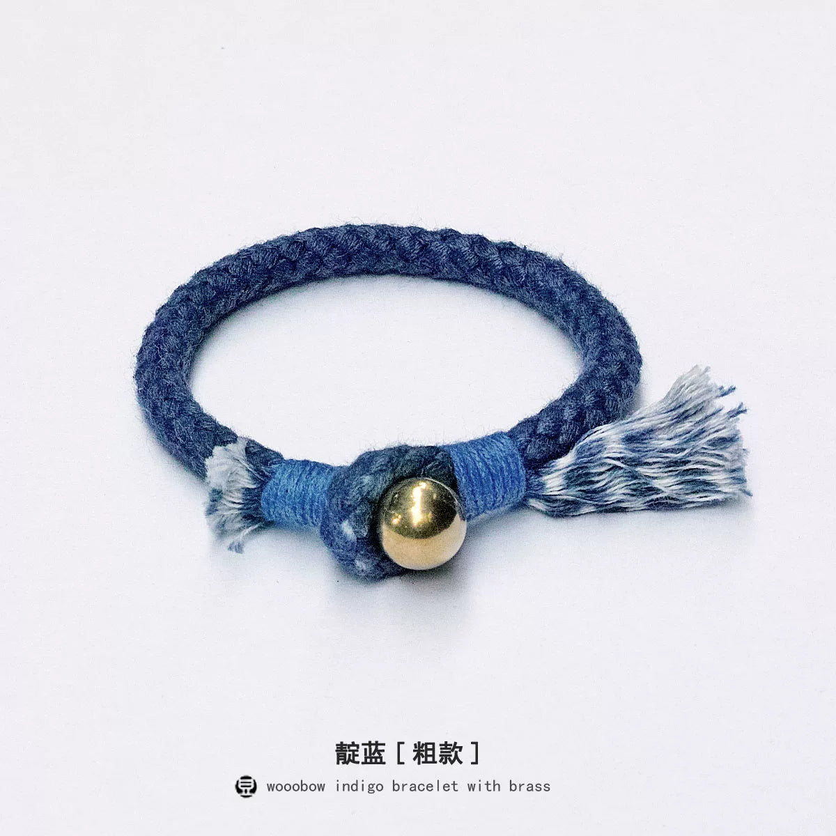 Handmade Indigo Dyed Beaded Buckle Cotton Linen Cord Bracelet with Pure Silver Accent Natural Plant Dye Unisex Couple Bangle Trendy Jewelry Perfect Holiday Birthday Gift for Men and Women