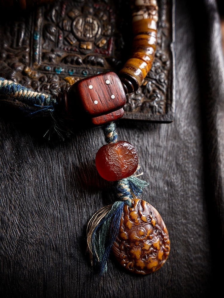 Original Handmade Tibetan Jewelry 108 Beads Old Material Yak Bone Mala Prayer Beads Bracelet Vintage Tibetan Meditation Wristband For Spiritual Practice