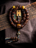 Inherited Collection Hand Carved Natural Old Material Tibetan Yak Bone Mala Bracelet Double Layered Rare Niche Yak Bone Prayer Beads Wrist Bracelet for Men