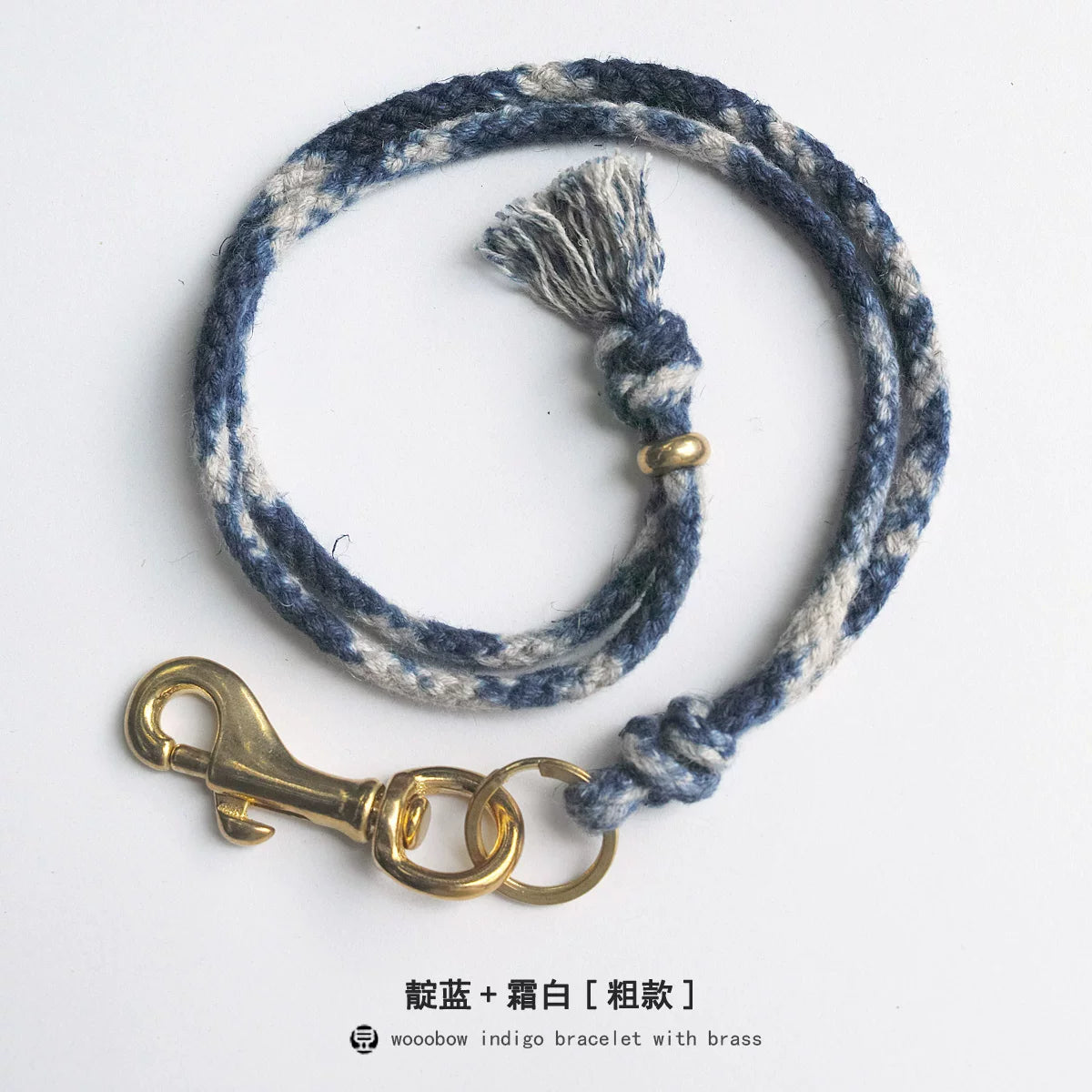 Hand Woven Cotton Linen Indigo Dyed Khaki Neck Lanyard Necklace For Phone ID Badge Key Vintage Casual Trendy Gift For Men Women Crafted Boho Style Neck Strap Hanging Chain