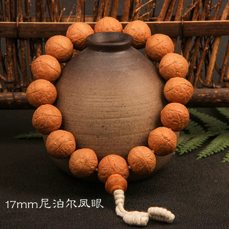 Natural round Nepalese phoenix eye Bodhi bracelet, Buddha beads, small single circle, handheld men's and women's rosary beads, beeswax accessories, Wenwan