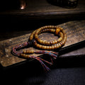 108 Perler Lille Størrelse Gammelt Materiale Autentisk Tibetansk Naturlig Yakben Mala Bedearmbånd Håndlavet Tibetansk Stil Yakben Buddhistisk Rosenkrans Armbånd