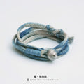 Original Handmade Indigo Dyed Cotton Linen Five Strand Braid Bracelet with Solid Silver Buckle Unisex Couple Wristband Hand Strap for Daily Wear Matching Gift for Lover