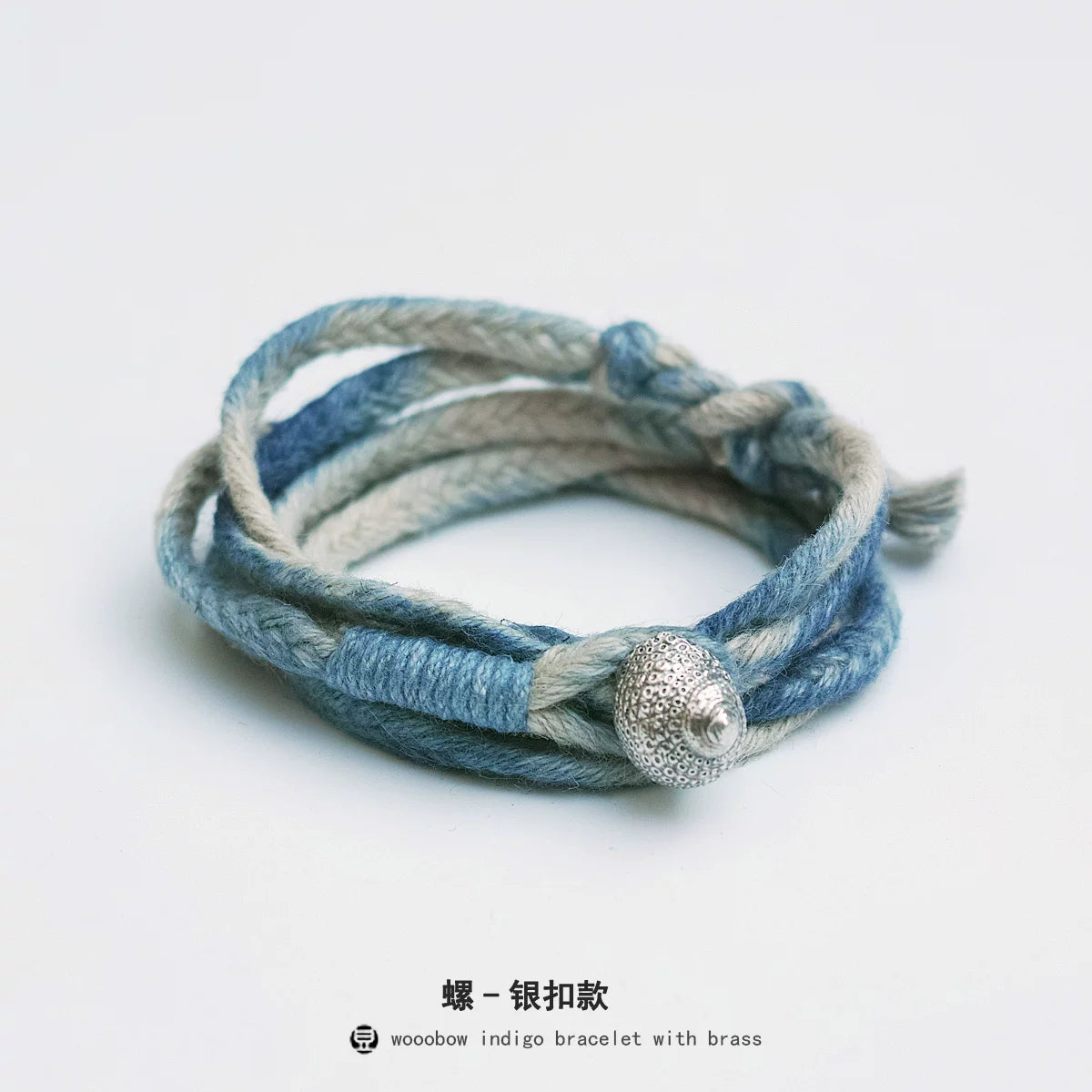 Original Handmade Indigo Dyed Cotton Linen Five Strand Braid Bracelet with Solid Silver Buckle Unisex Couple Wristband Hand Strap for Daily Wear Matching Gift for Lover