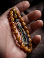 Håndlavet Naturlig Tibetansk Yak-ben Mala Perle Armbånd Enkelt Strands Citipati Kranie Armbånd Tibetanske Buddhistiske Bedekæde Håndleds Mala Unikke Etniske Spirituelle Smykker til Mænd Kvinder