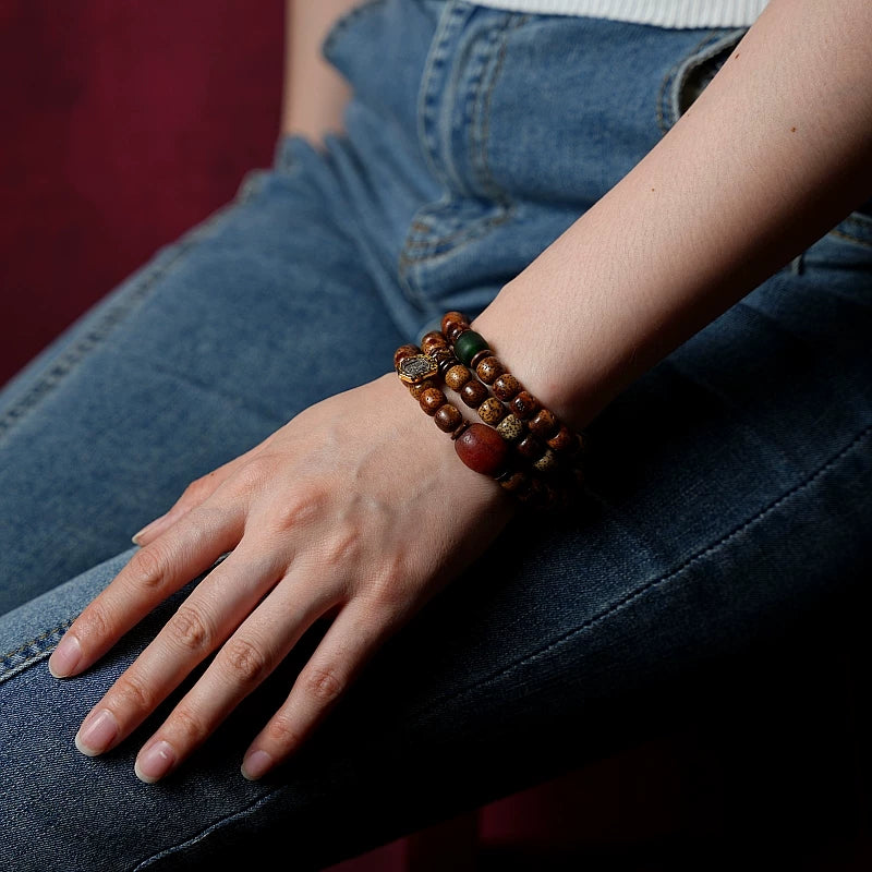 Kajegado. Original Design Star Moon Bodhi Son Buddha Bead Bracelet Men's and Women's Accessories Chen Zi Dzi Multi-circle Bracelet