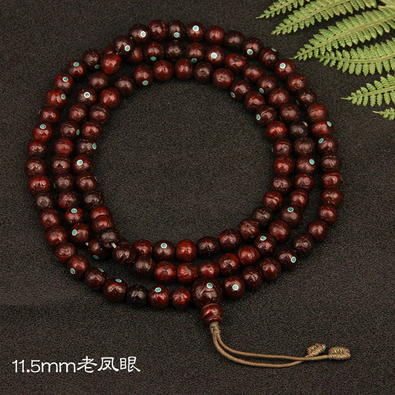 Natural round Nepalese phoenix eye Bodhi bracelet, Buddha beads, small single circle, handheld men's and women's rosary beads, beeswax accessories, Wenwan