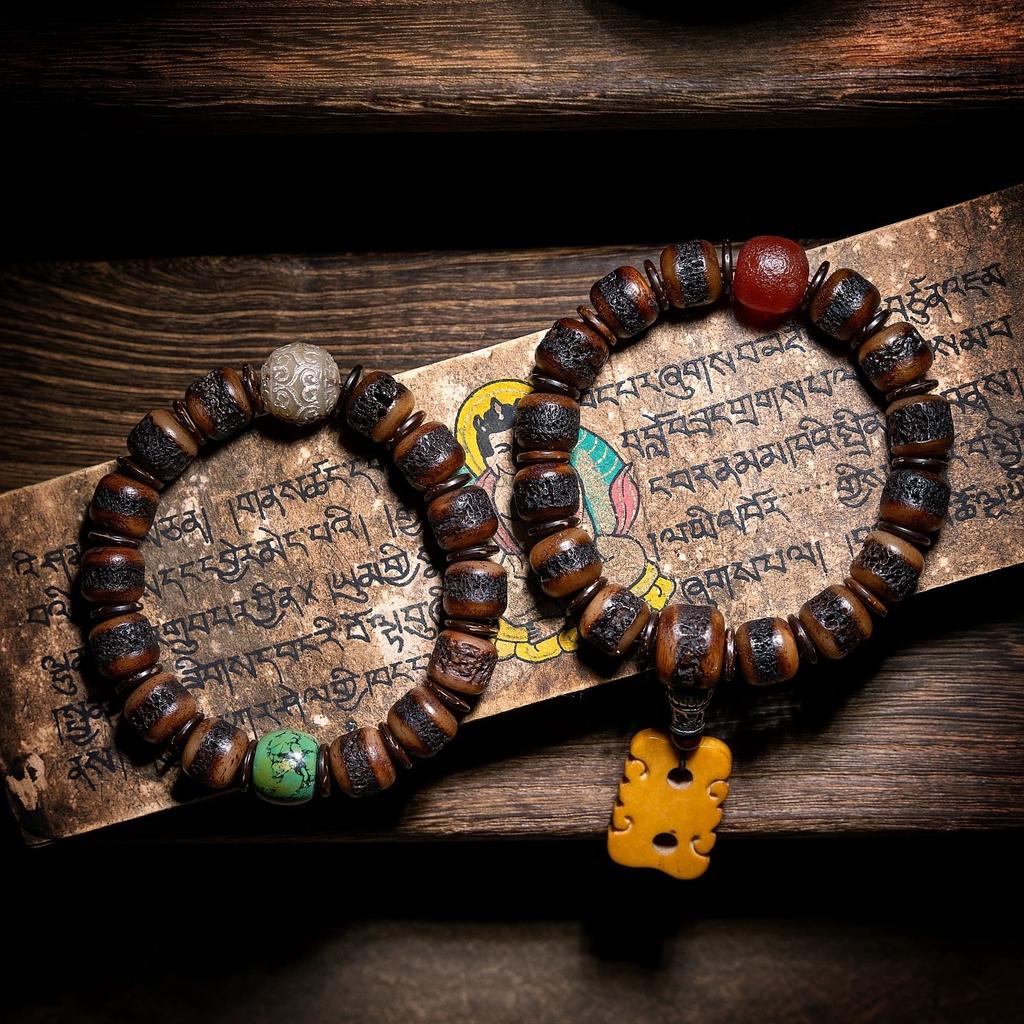 Original Design Tibetan Gahwa Old Yak Bone Prayer Beads Bracelet Handmade Tibetan Buddhist Spiritual Blessing Vintage Sacred Old Material Mala Wrist Bracelet