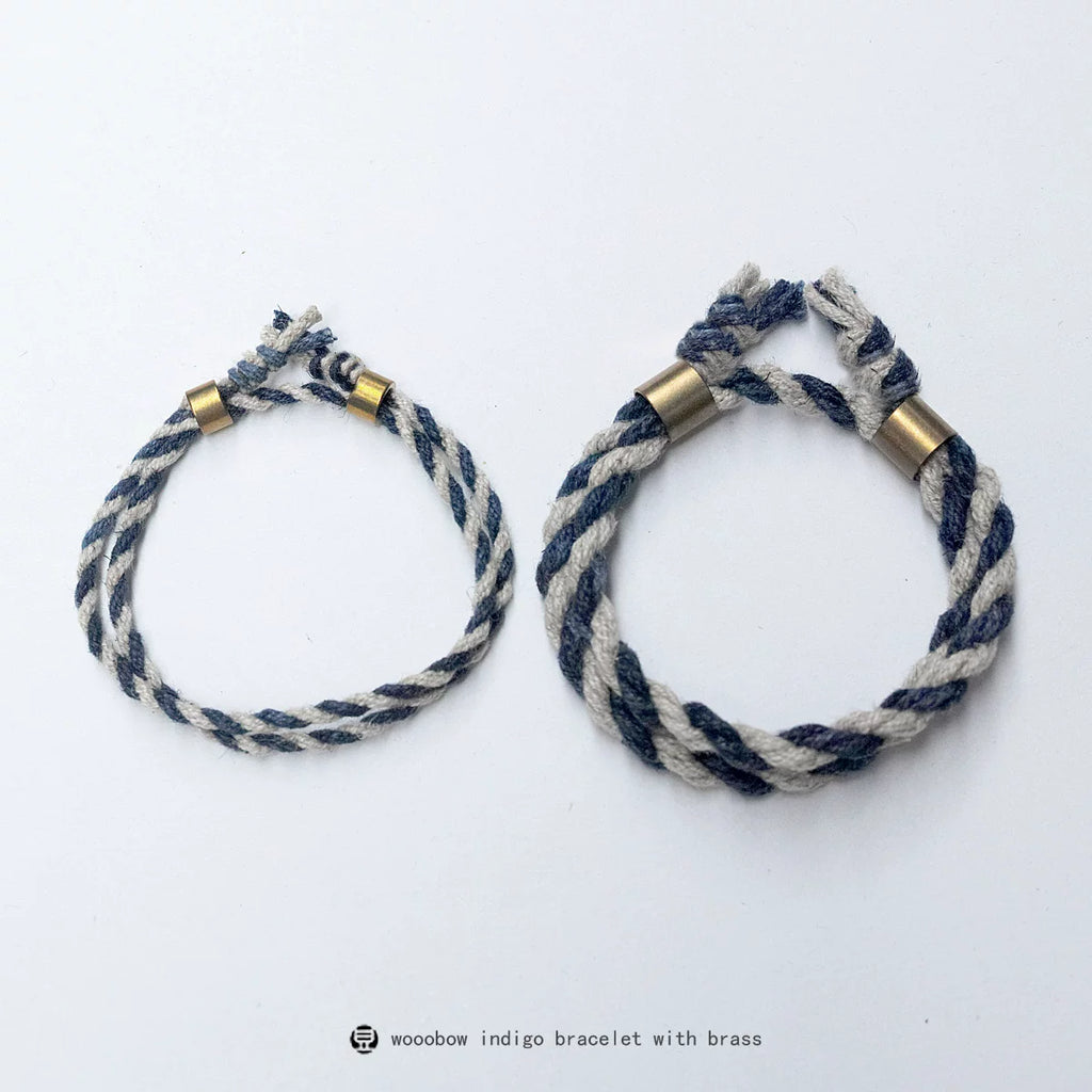 Handmade Two Layer One Size Blue Indigo Dyed Cotton Linen Woven Vintage Doudengmuwa Bracelet Boho Style Couple Woven Bangle For Men And Women Daily Wear