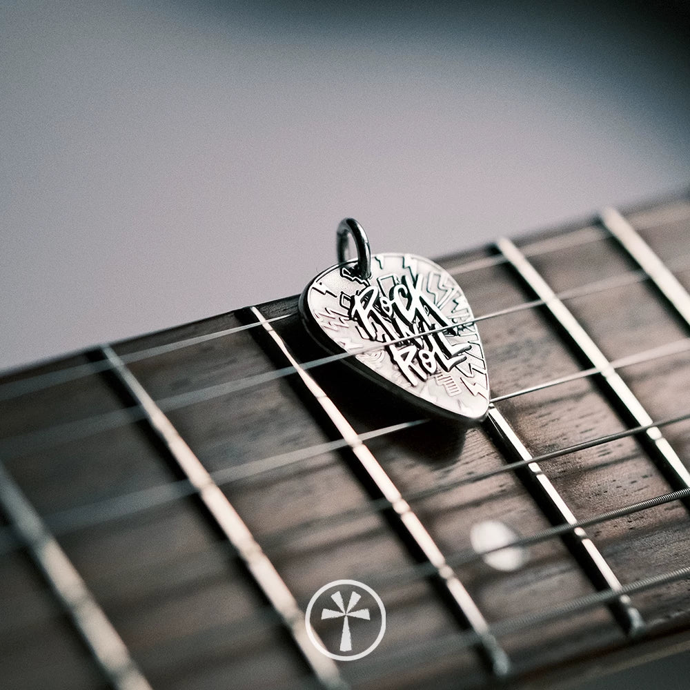 Handmade Independent Original Design Rock and Roll 999 Sterling Silver Guitar Pick Pendant Charm Necklace Silver Jewelry for Jewelry Store244
