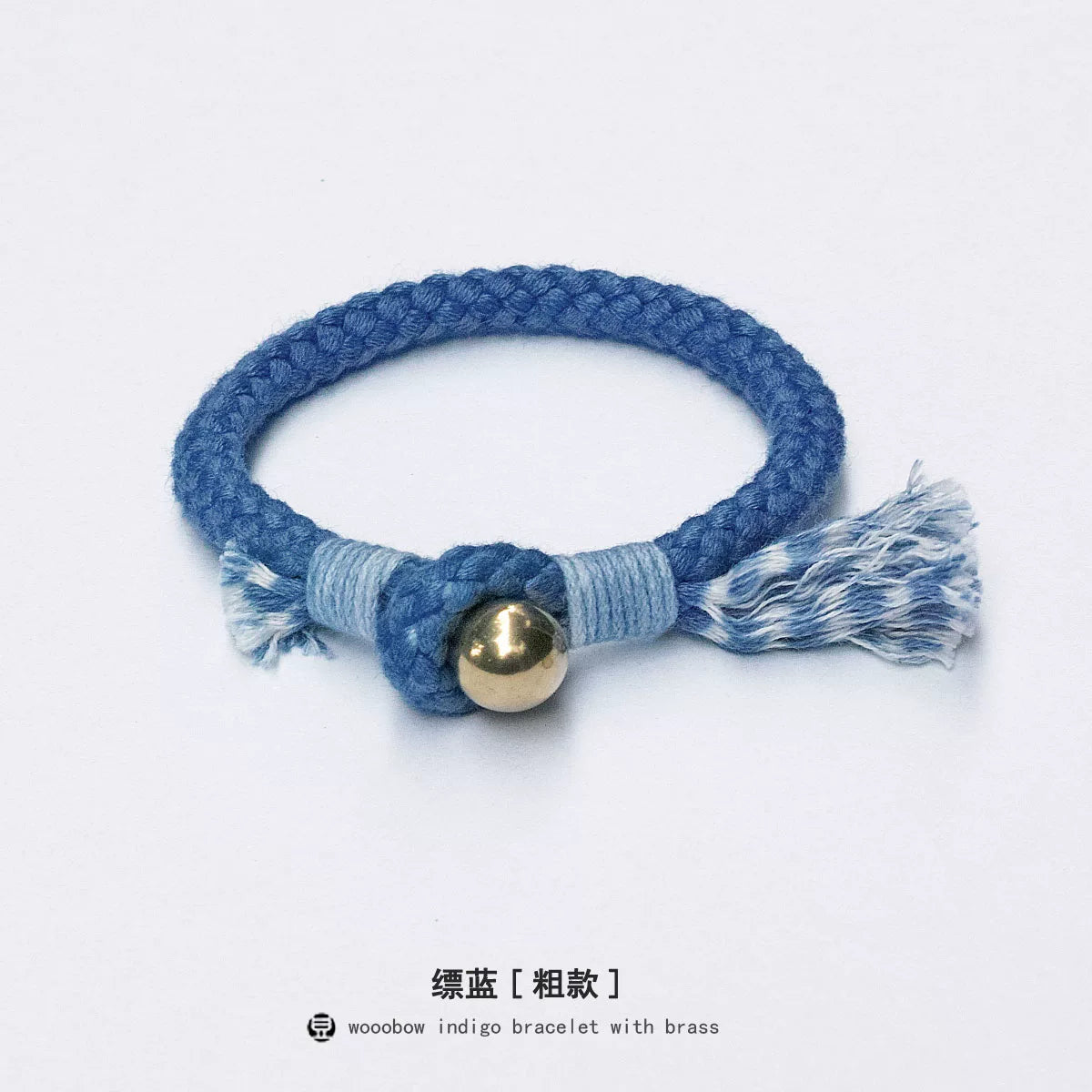 Handmade Indigo Dyed Beaded Buckle Cotton Linen Cord Bracelet with Pure Silver Accent Natural Plant Dye Unisex Couple Bangle Trendy Jewelry Perfect Holiday Birthday Gift for Men and Women