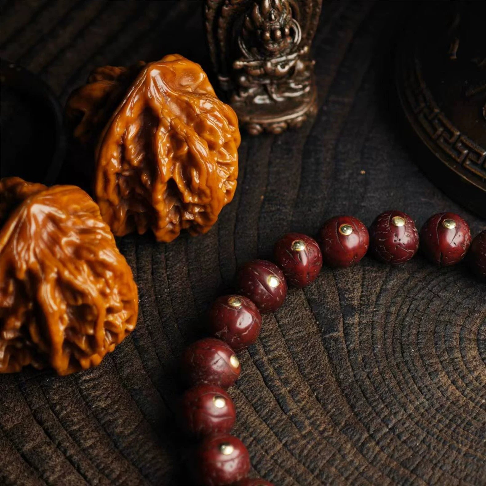 Authentic Nepalese phoenix eye Bodhi Tibetan style inlaid with copper nails, natural small phoenix eye Bodhi bracelet, Buddha beads for men and women