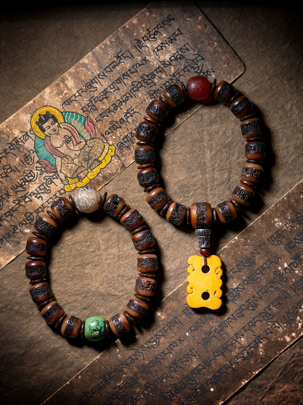 Original Design Tibetan Gahwa Old Yak Bone Prayer Beads Bracelet Handmade Tibetan Buddhist Spiritual Blessing Vintage Sacred Old Material Mala Wrist Bracelet