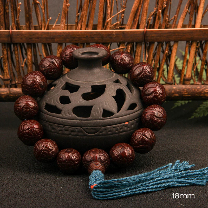 Natural round Nepalese phoenix eye Bodhi bracelet, Buddha beads, small single circle, handheld men's and women's rosary beads, beeswax accessories, Wenwan