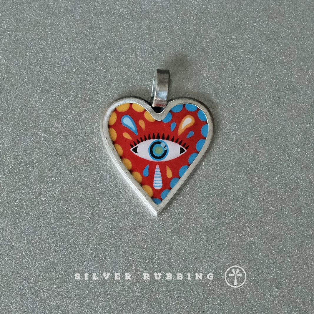 Original Handmade Unique High Temperature Enamel Pendant 999 Pure Silver Necklace Handcrafted Independent Designer Artisan Small Batch Fine Silver Jewelry