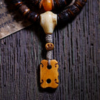 Natural Tibet Yak Bone Prayer Beads Bracelet Old Material Gaga Spirit Bone Agate Bracelet with Honey Wax Double Circle Couple Bracelet for Men and Women