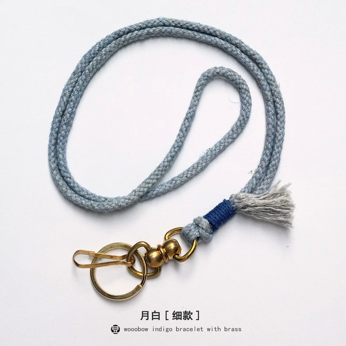 Hand Woven Cotton Linen Indigo Dyed Khaki Neck Lanyard Necklace For Phone ID Badge Key Vintage Casual Trendy Gift For Men Women Crafted Boho Style Neck Strap Hanging Chain