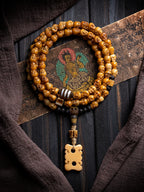 Guangzhuo Hand Carved Skull 108 Mala Prayer Beads Bracelet Authentic Tibetan Natural Yak Bone Mala Beads Necklace Handmade Mens Meditation Tibetan Buddhist Rosary Wrist Bracelet