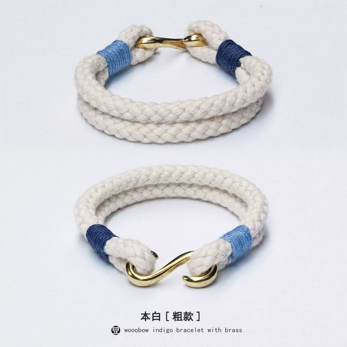 Handmade Indigo Dyed Cotton Linen Woven S Hook Bracelet Vintage Pure Silver Unisex Couple Bangle Fashion Brand Jewelry Perfect Holiday Birthday Gift for Men and Women