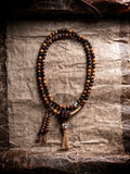 Tibetan Original Design 108 Beads Aged Star-Moon Bodhi Mala Beads Bracelet Handcrafted Buddhist Prayer Rosary Wrist Mala For Meditation Hand Play Jewelry Accessory
