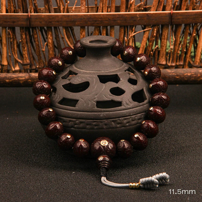 Natural round Nepalese phoenix eye Bodhi bracelet, Buddha beads, small single circle, handheld men's and women's rosary beads, beeswax accessories, Wenwan